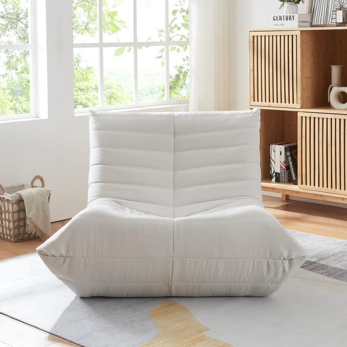 Relaxstoel Kodsø lounge fauteuil 75x90x100 cm microvezel beige [en.casa]