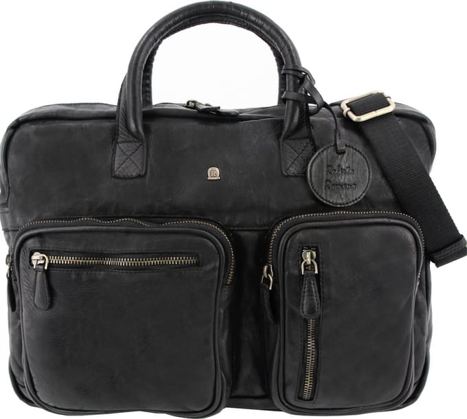 Roberto Romano laptoptas - ROMA - zwart - echt leer - 29x40x10cm - JU-48201