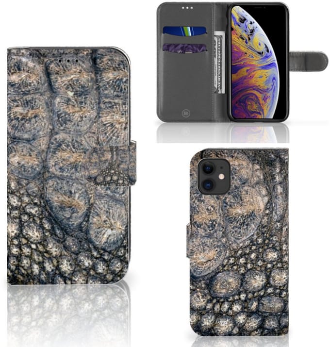 Apple iPhone 11 Telefoonhoesje met Pasjes Krokodillenprint