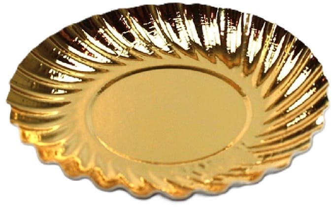 Gebaksschoteltje Rond Ribbel Goud Ø8,8cm 25st.