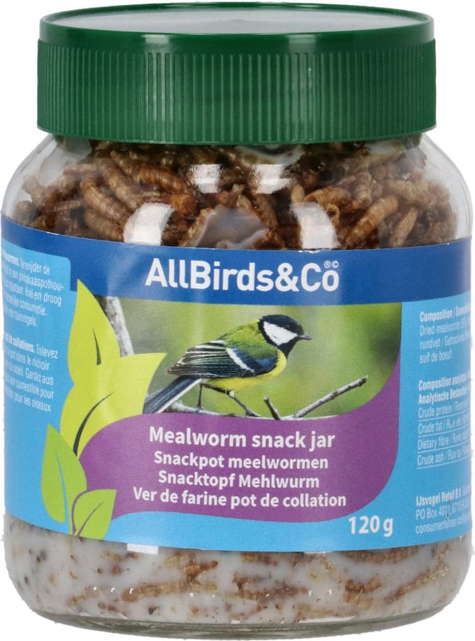 Allbirds&Co Snackpot Meelwormen - Tuinvogelvoer - Meelworm 120 g