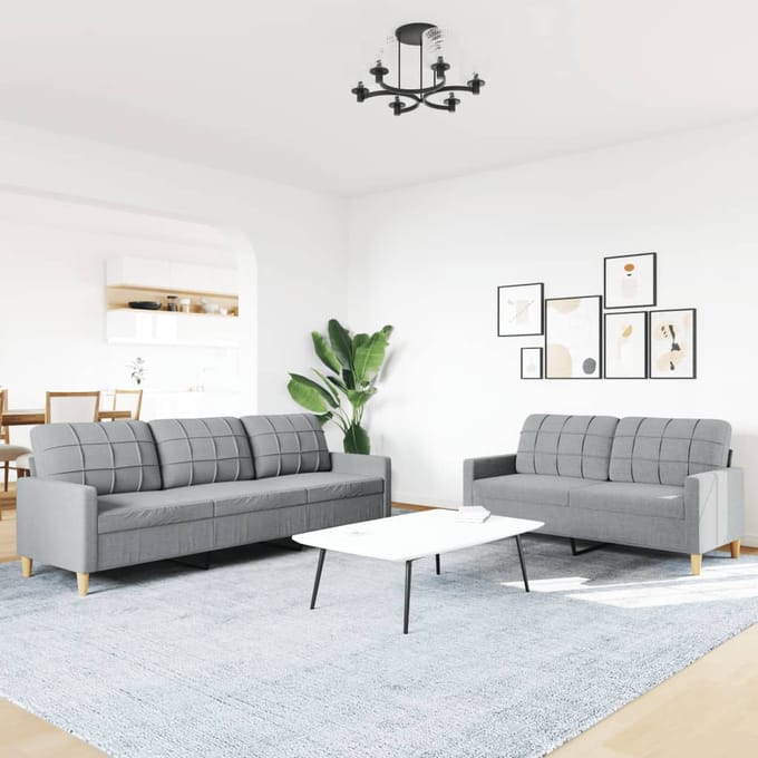 vidaXL - 2-delige - Loungeset - stof - lichtgrijs