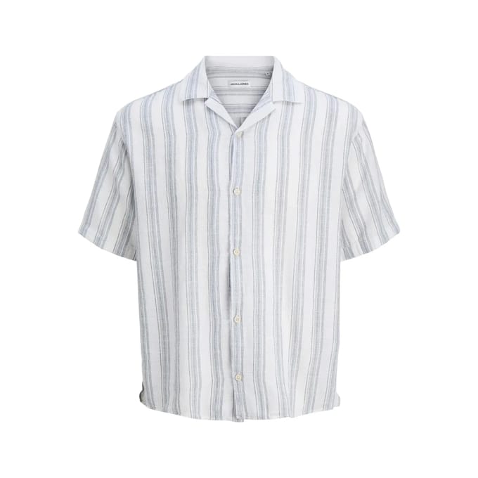 Liam resort shirt relaxed fit korte mouw - popeline - blauw gestreept (celestial blue)