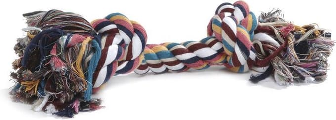 Beeztees Flostouw - Hondenspeelgoed - 2 Knopen - Gekleurd - Ca. 300 gram - 38x8x8 cm