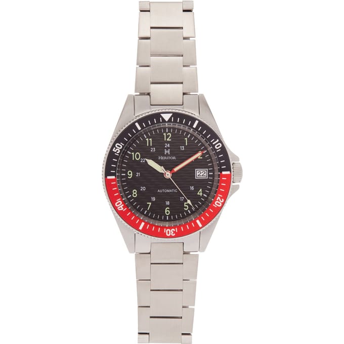Heritor Automatic Calder armbandhorloge met datum - zilver/zwart-rood
