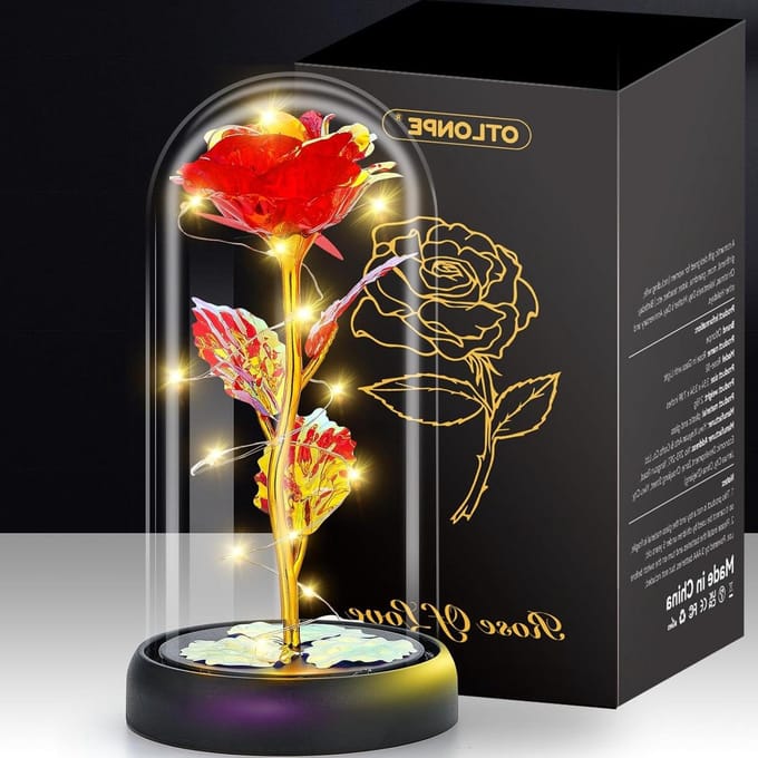 Glazen Roos - Eeuwige Bloem LED - Romantisch Cadeau - Handgemaakt Ontwerp - Niet gespecificeerd - Rood