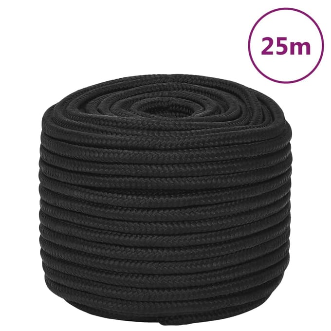 vidaXL - Boottouw - 12 - mm - 25 - m - polypropeen - zwart