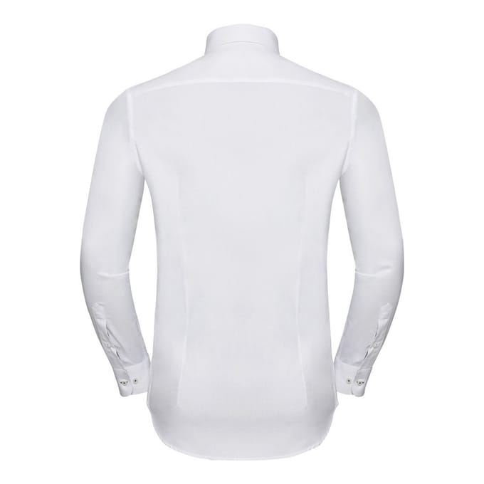 Russell Collection Heren Lange Mouw Contrast Visgraatshirt (Wit/zilver)