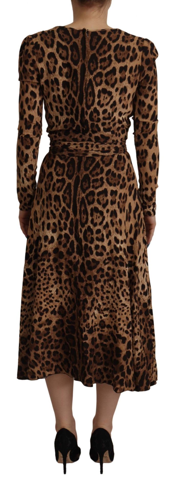 Dolce & Gabbana Bruine Luipaard Wikkel A-lijn Maxi Viscose Damesjurk