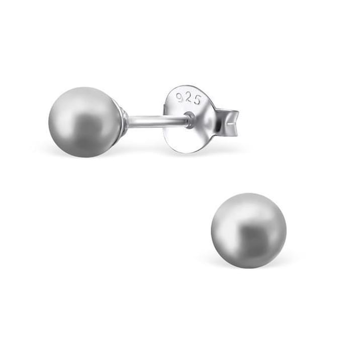 Amanto Oorbellen Elki Grey Light - 925 Zilver E-Coating - Parel - ∅4mm