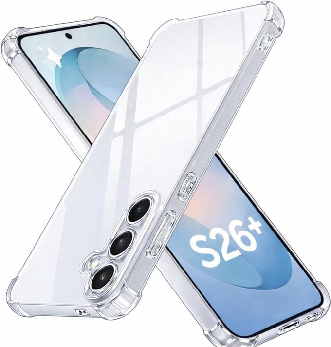 Siliconen Backcover - Schokbestendig - Transparant - 2x Screenprotector & Hoesje Geschikt voor: Samsung Galaxy S26 Plus