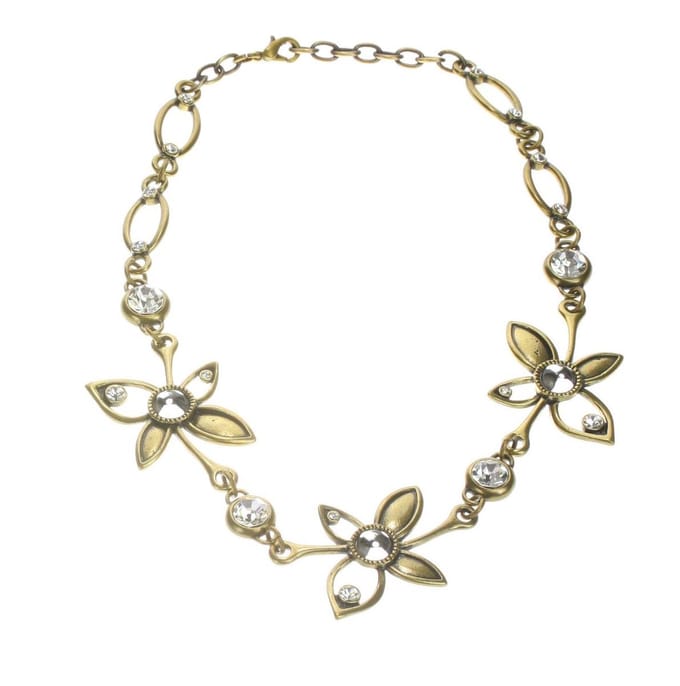 Behave - Flower stones necklace - Mode ketting 38 cm + verlengketting