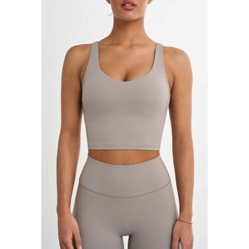 FAMME Softy Crop Top Khaki M