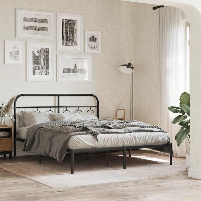 vidaXL Vervangend hoofdbord 137 cm metaal zwart