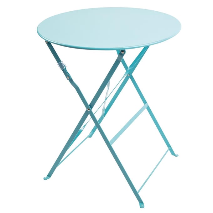 Bolero ronde stalen opklapbare tafel turquoise 59,5cm Ø