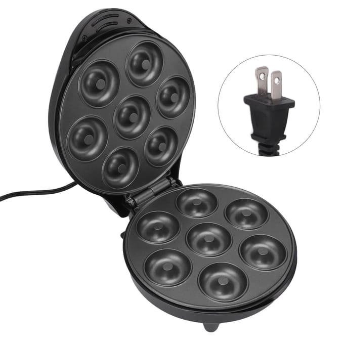 Donut Maker Machine Maakt 7 Donuts Hoog Vermogen Mini Donut Machine voor Ontbijt Snacks Desserts L black
