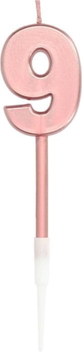 Folat - Verjaardagskaars 9 Roségoud Metallic