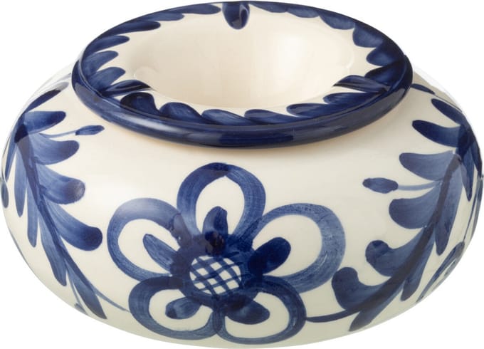 J-Line asbak Granada - keramiek - wit/blauw - large