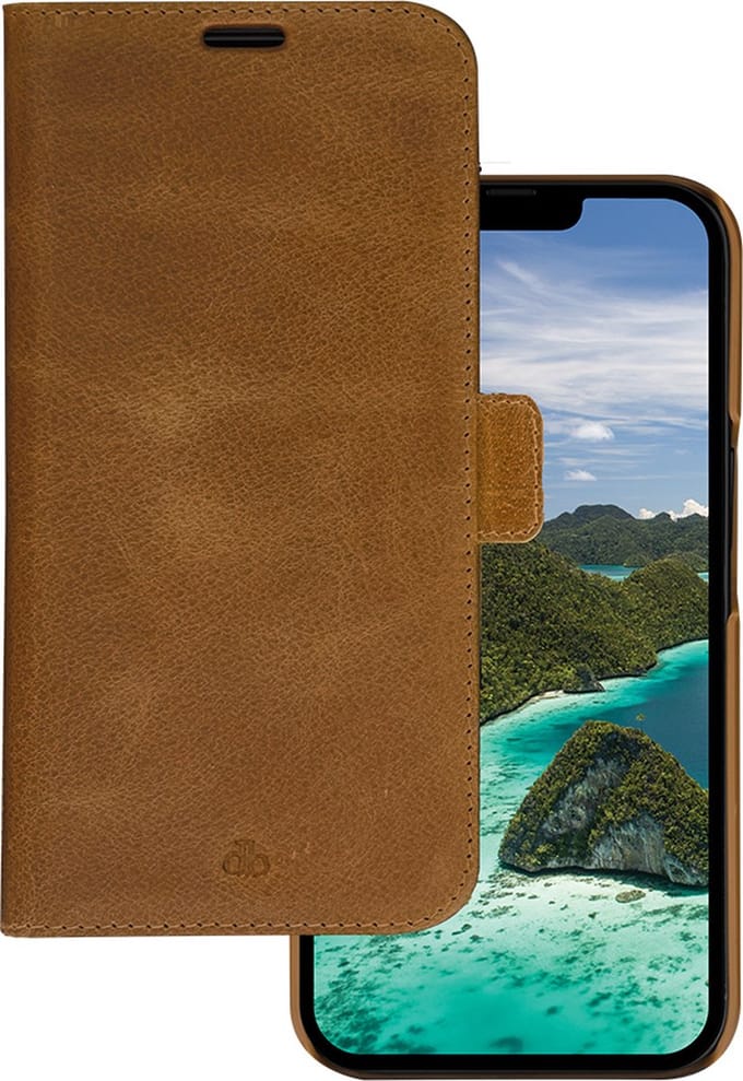 iPhone 14 Plus Bookcase hoesje - dbramante1928 - Effen Cognac - Leer
