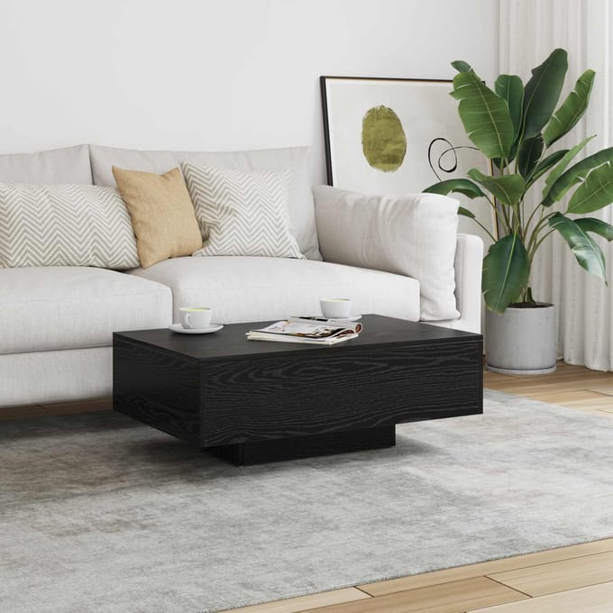 vidaXL - Salontafel - Zwart - Eiken - 85 - x - 55 - x - 31 - cm