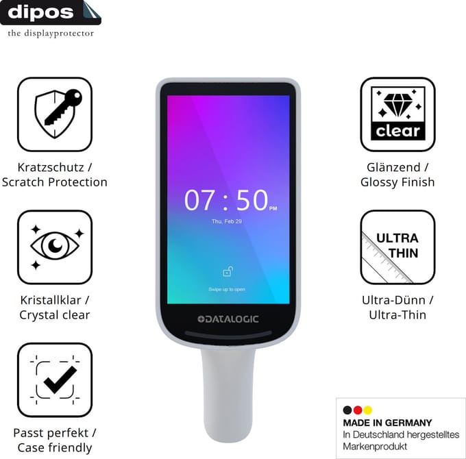 dipos – 4x Beschermfolie geschikt voor Datalogic Joya Smart Smart Plus | Krasbestendige & heldere Screenprotector Ultra-Thin