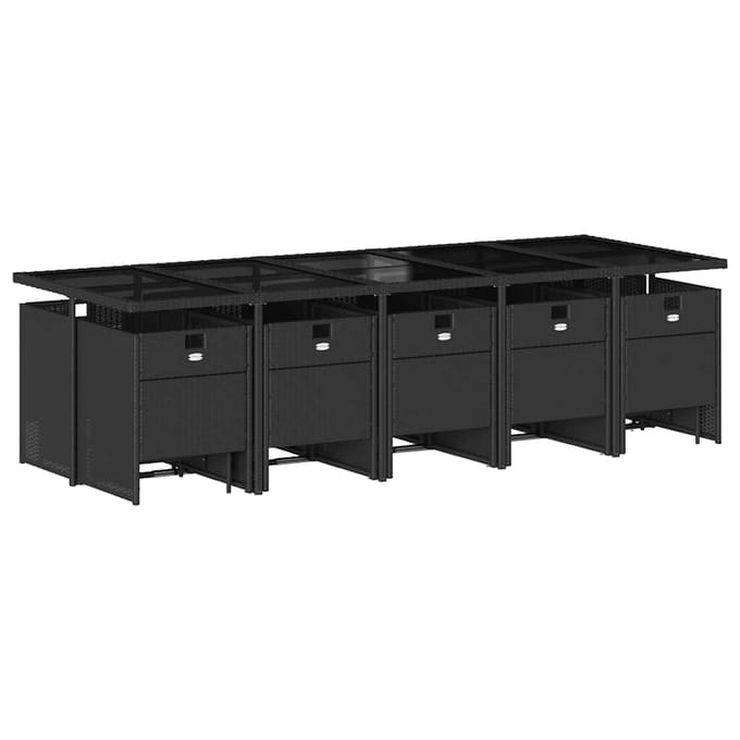 vidaXL - 15-delige - Tuinset - met - kussens - poly - rattan - zwart
