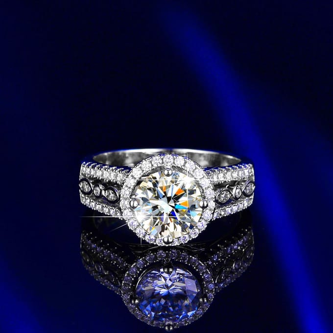 Mode Volledig Diamant Moissanite Wit Goud High-end Ring Elegante Temperament Moissanite Ring 5 white