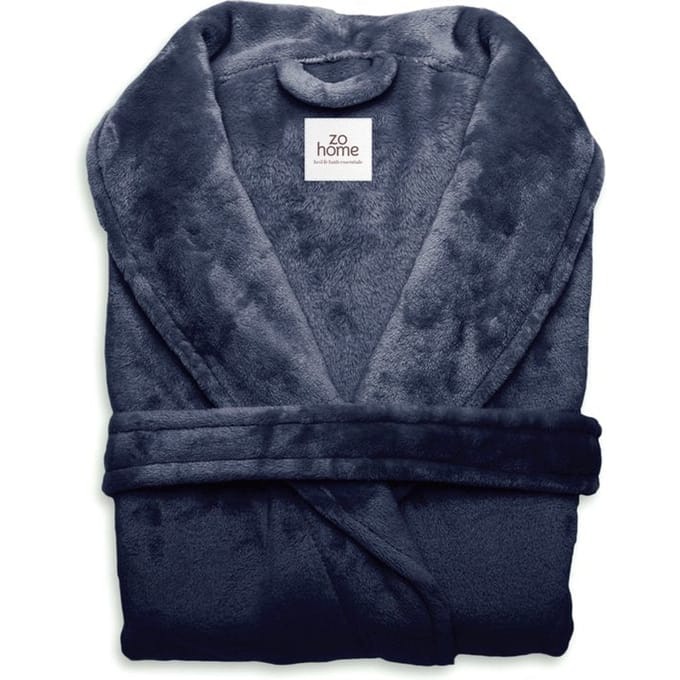 ZoHome Cara Badjas Lang - Fleece - Maat L - Indigo Blue