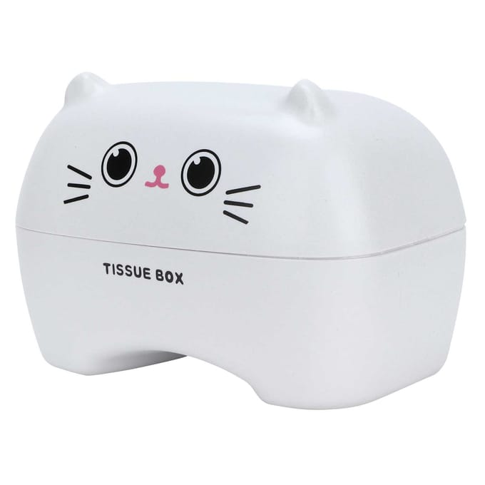 Tissuebox Schattige Cartoon Multifunctionele Servetten Pompdoos Toiletpapierhouder Opberg(Witte Kat ) wit