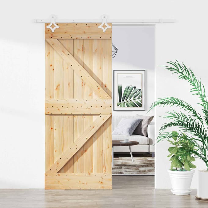 vidaXL - Schuifdeur - 85 - x - 210 - cm - Massief - Pine - Hout - (Onbehandeld)