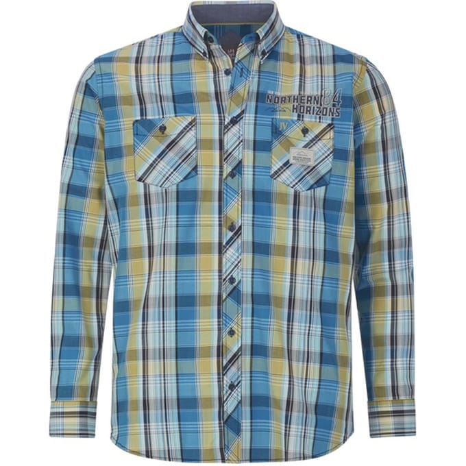 Jan Vanderstorm herren Overhemd - 45/46 - blauw - Plus Size