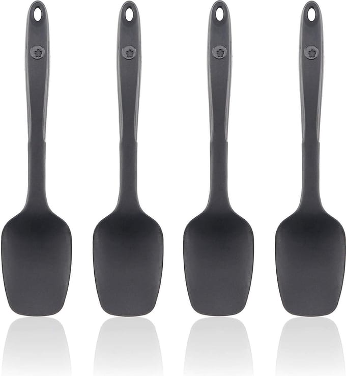 Flexlepel S 4-delige set, premium siliconen, hittebestendig, vaatwasmachinebestendig, kleur: antraciet