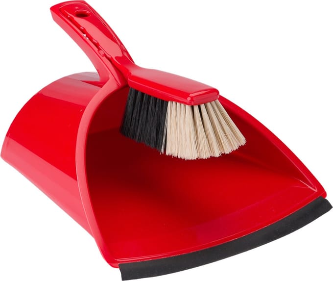 Stoffer & Blik met Grote Opvangbak - Rood