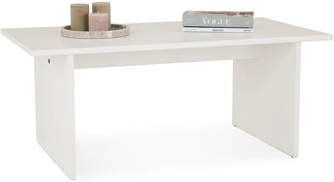 Massief Houten Salontafel Wit Rechthoekig Minimalistisch Woonkamer