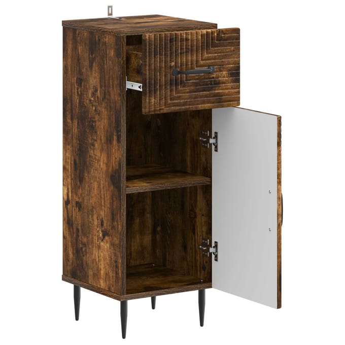 vidaXL - Badkamer - Opbergkast - HAARLEM - Gerookt - eiken - 30 - x - 31 - x - 80 - cm