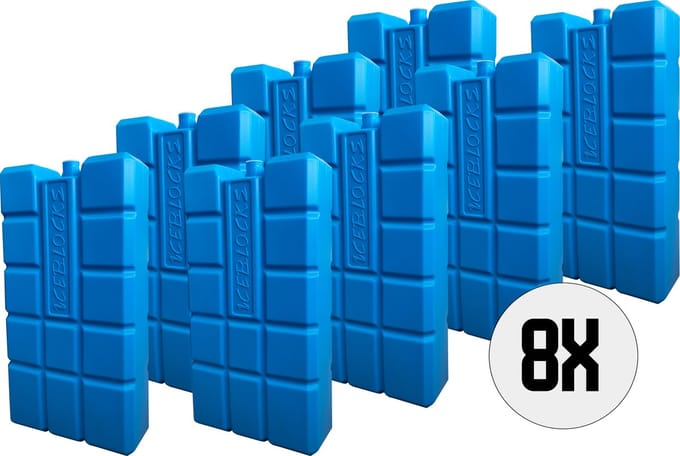 DULA Koelelementen voor koelbox - blauw - 8 stuks - 750 gram - 20x10,5x4cm