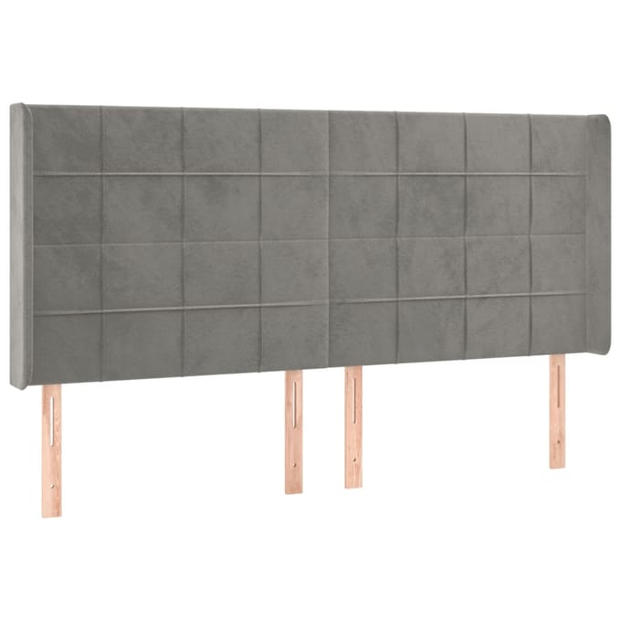 vidaXL - Hoofdbord - LED - 183x16x118/128 - cm - fluweel - lichtgrijs