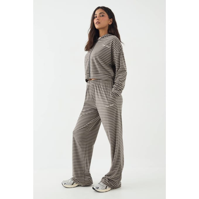 Dames DSGN Studio Zachte Streep Rechte Pijp Pantalon | Houtskool | Maat: 2XL
