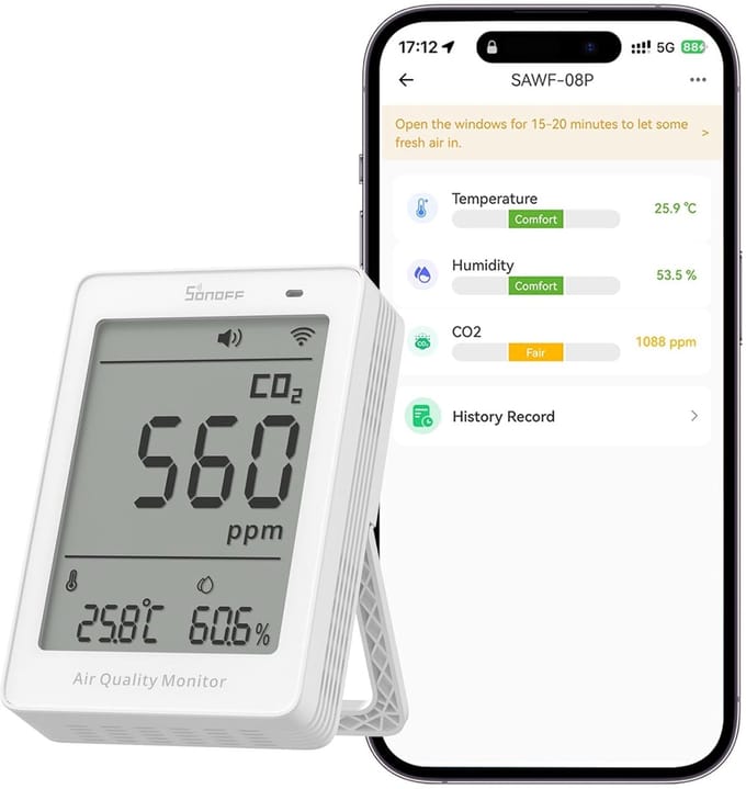 Daroyx® H9-Plus CO2 Meter - Luchtkwaliteitsmeter - Oplaadbare CO2 Melder voor Binnen - Incl Hygrometer en Thermometer