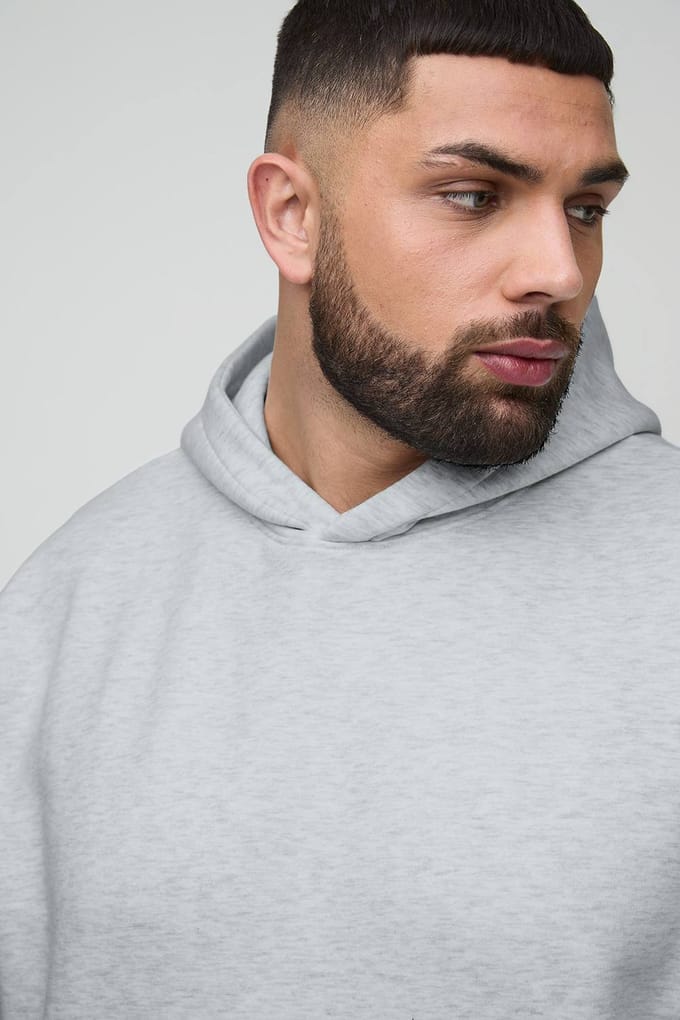 Plus 330GSM Oversized Boxy Basic Hoodie | Grey Marl | Size 4XL