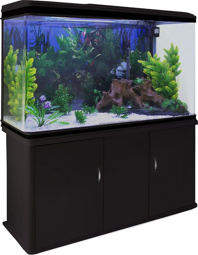 Aquarium met meubel - zwart - 300 l - starterset wit grind