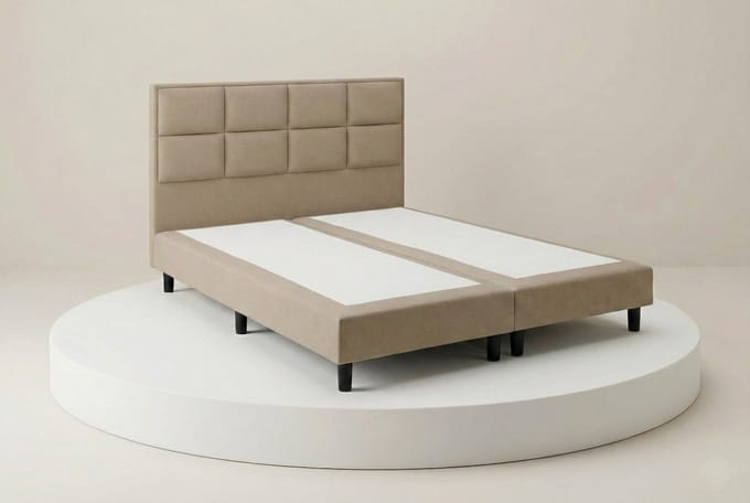 Boxspring DreamLux - 140x220 Zonder matras - Beige 8 Vaks - BalBedden