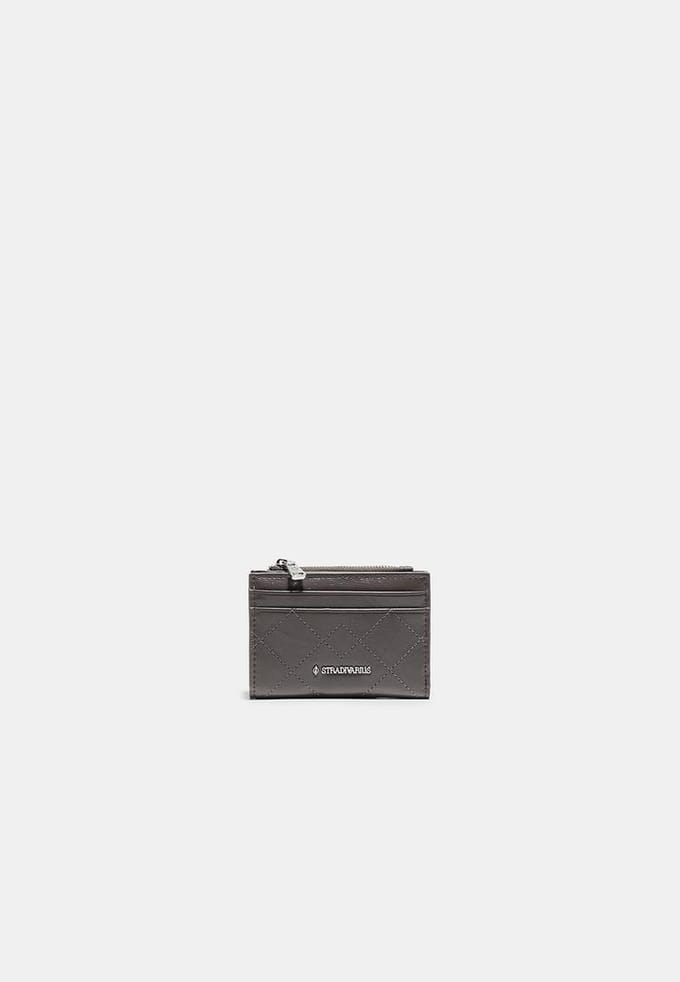Stradivarius Compacte portemonnee met gestikte details  Donkergrijs OS