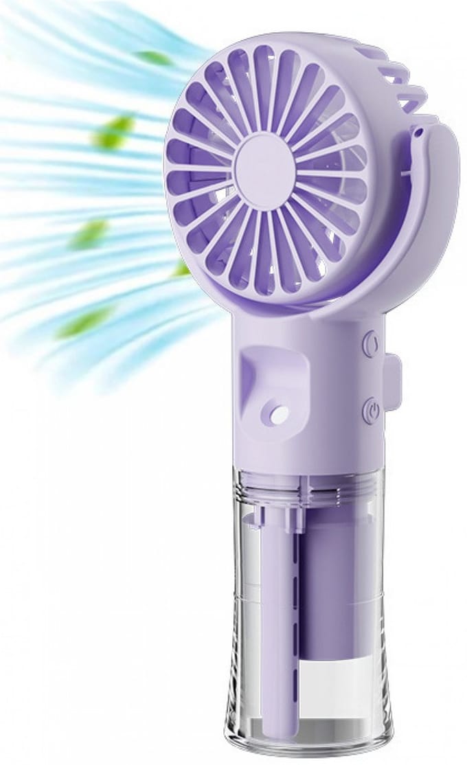 Handventilator - Ventilator Met Waternevel - Draagbare Mini Ventilator - Oplaadbaar - 4 Standen - Mist - Water - Waaier