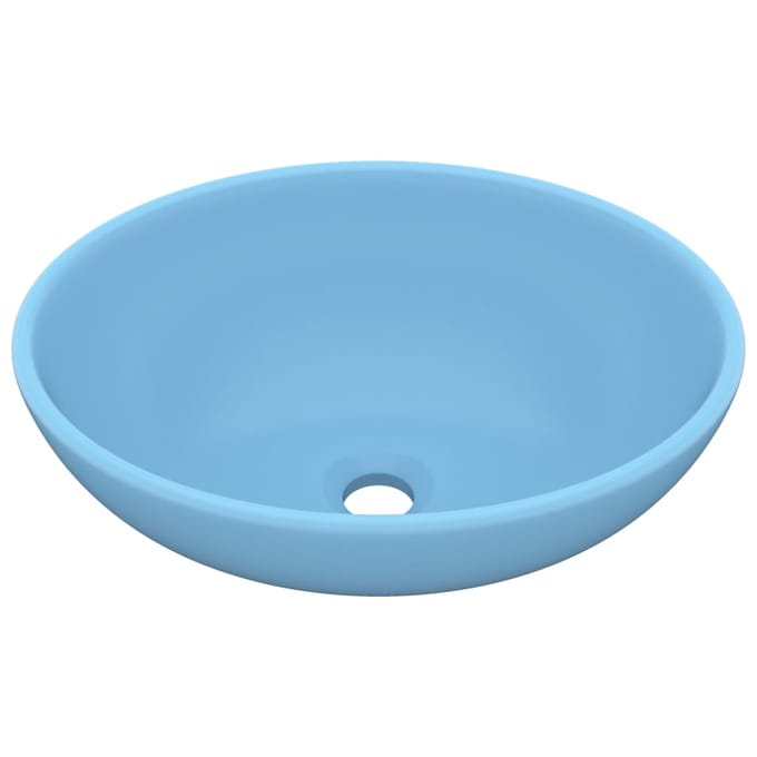 vidaXL - Wastafel - ovaal - 40x33 - cm - keramiek - mat - lichtblauw