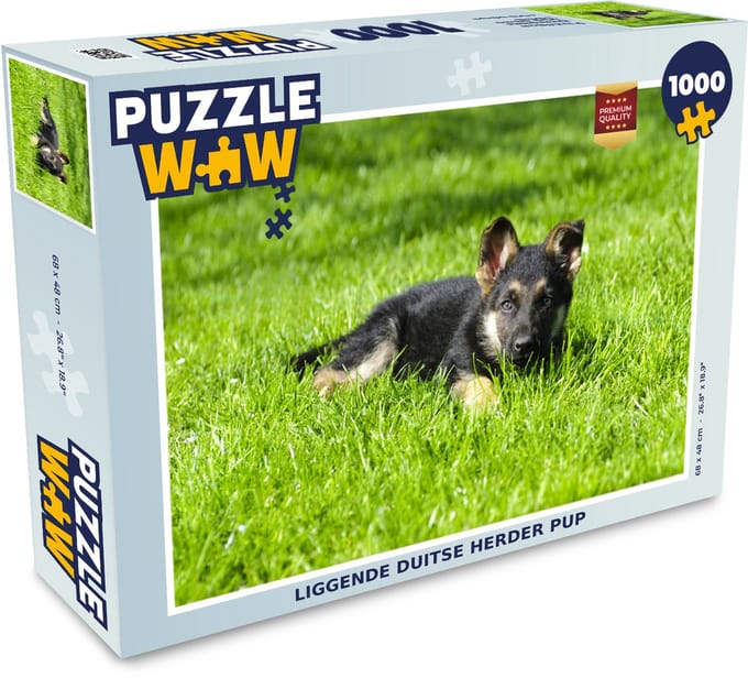Puzzel Liggende Duitse herder pup - Legpuzzel - Puzzel 1000 stukjes volwassenen