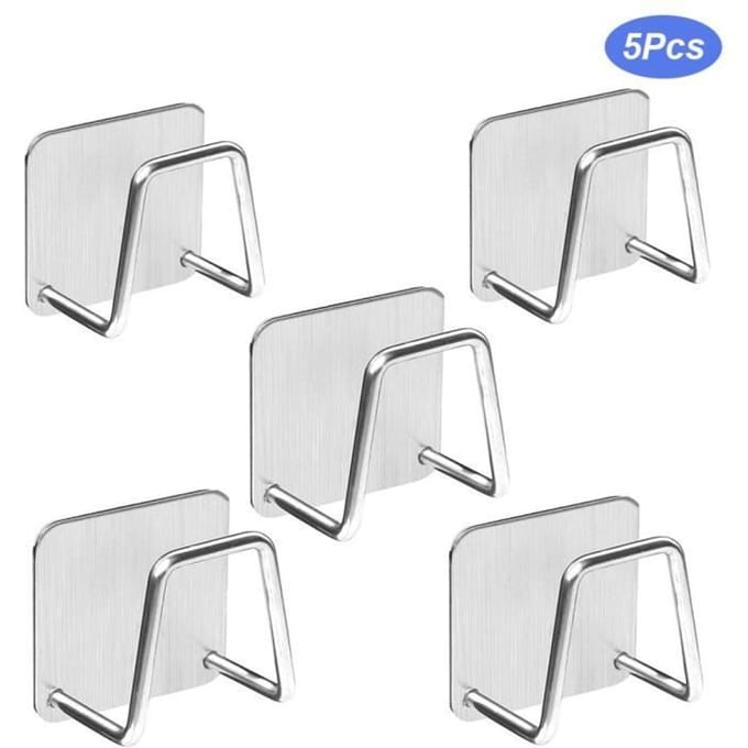Porte-éponge - JF-ENG - 5 Pcs - Acier inoxydable 304 - Auto-adhésif - Étanche