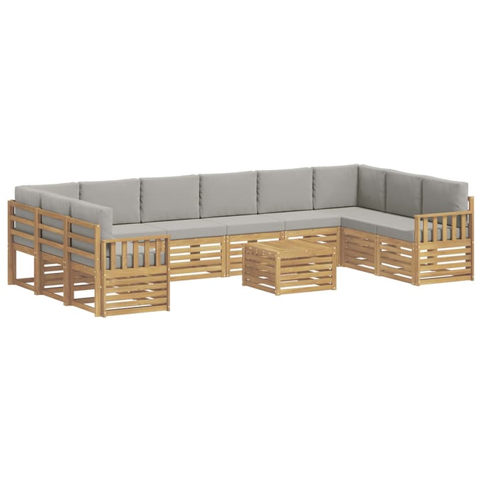 vidaXL - Buiten - bank - set - 8 - st - Wit - en - lichtgrijs - Polyester