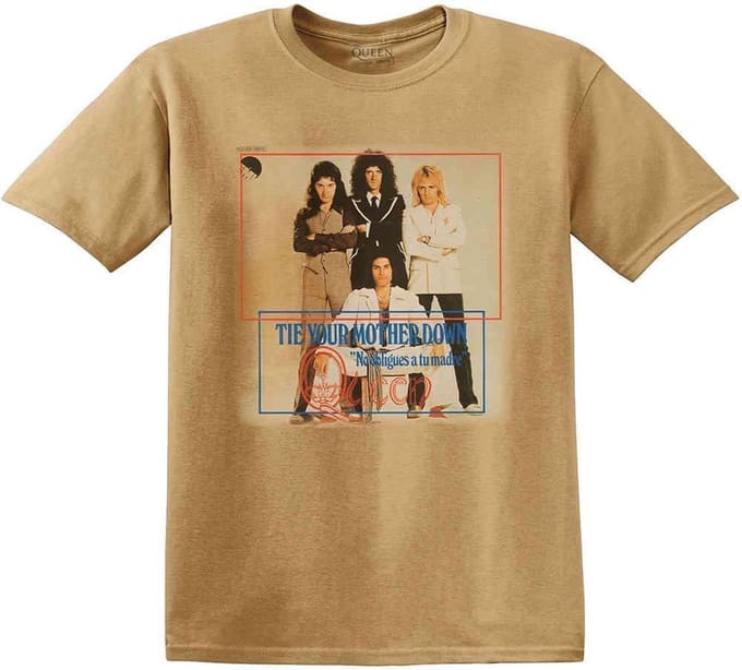 Queen Heren Tshirt -L- Tie Your Mother Down Goudkleurig