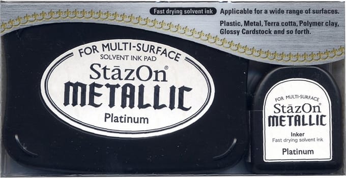 Stazon sneldrogend stempelkussen Metallic Platinum incl navulling